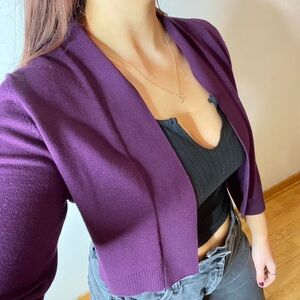 Calvin Klein Cropped Purple Cardigan Sweater